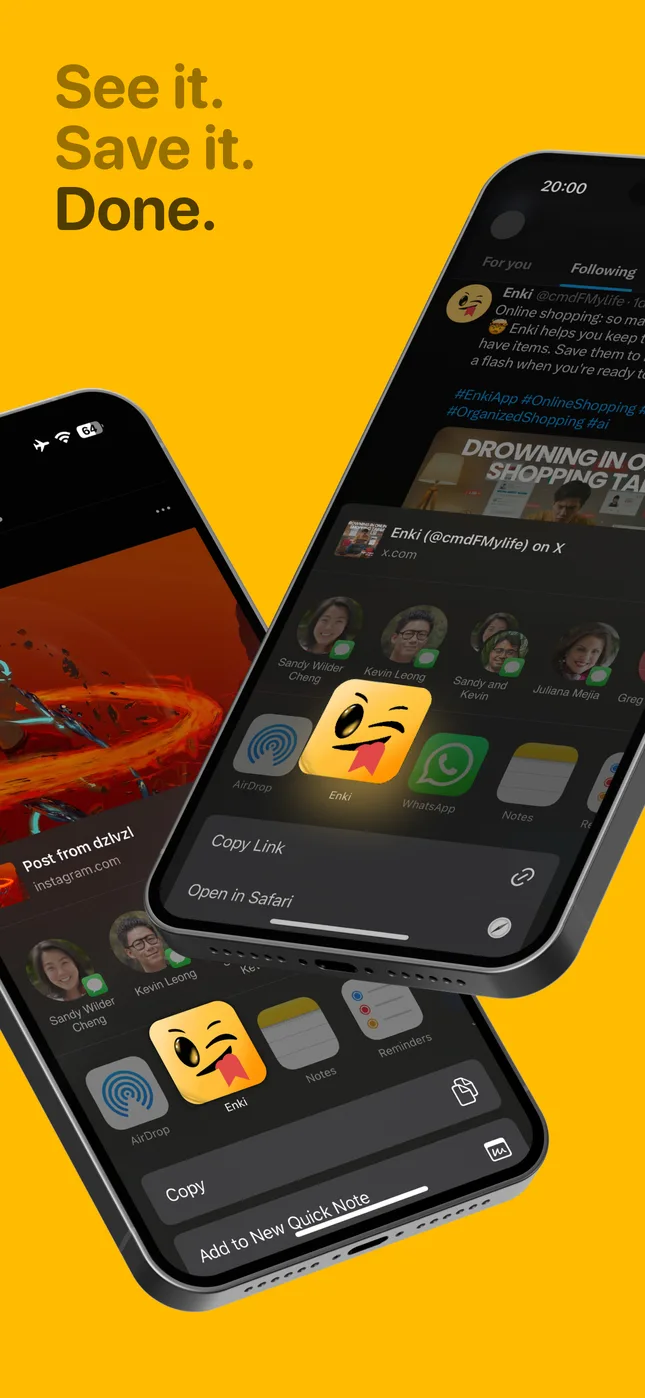 Saving a link to Enki from the iOS share sheet